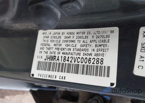 1997 Honda Odyssey Lx z USA, uszkodzony, nr VIN JHMRA1842VC006288